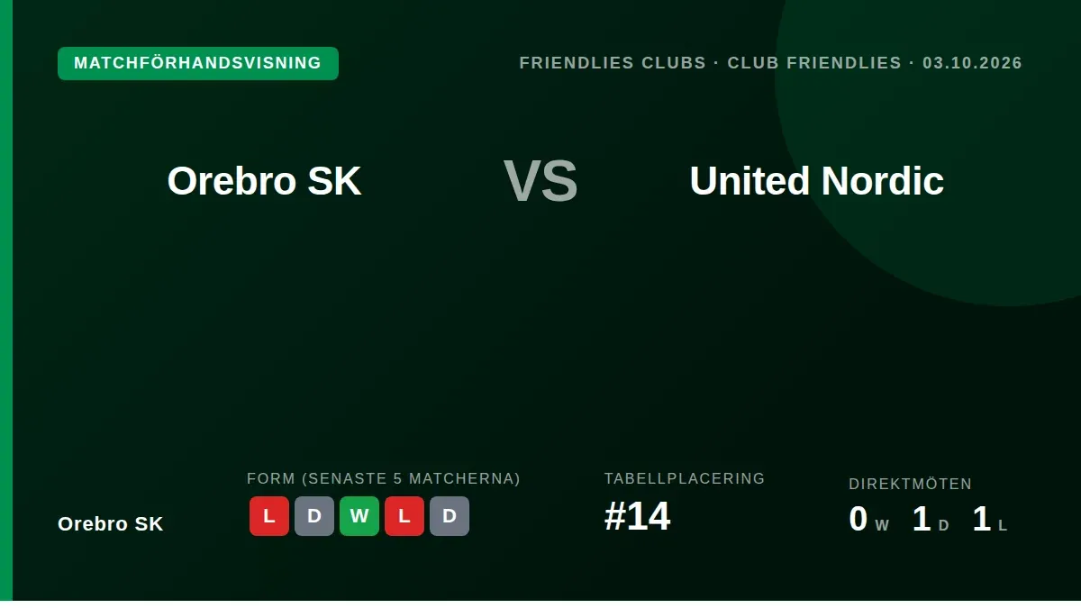 Örebro SK tar emot United Nordic i en vänskapsmatch på fredag, ett möte som ger chansen att revanschera förlusten från...